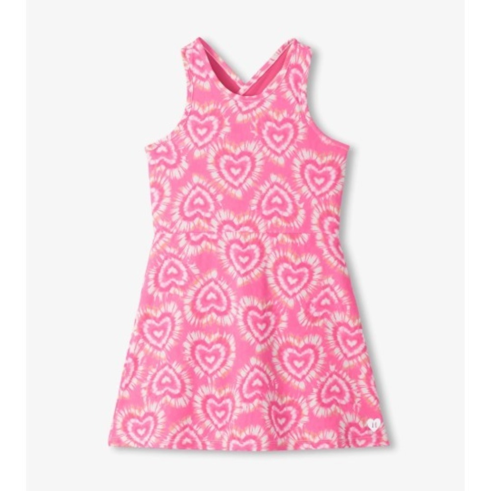 NWT Hatley Active A Line Trapeze Dress Lined Pink Candy Hearts Girls 10